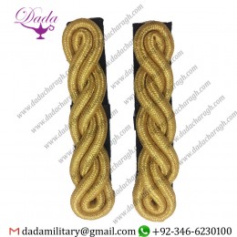 TWISTED SHOULDER CORD GOLD 2 PLY SHOULDER CORDS, DOUBLE TWIST, ARMY, MILITARY, OFFICERS, DRESS