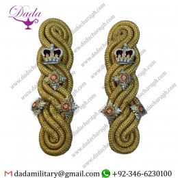 BRIGADIER RANK GOLD 3 PLY SHOULDER CORDS TRIPLE TWIST, ARMY, MILITARY, OFFICERS