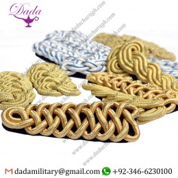 DOUBLE TWIST SHOULDER CORDS, GOLD MYLAR TWISTED SHOULDER CORD EPAULETTE