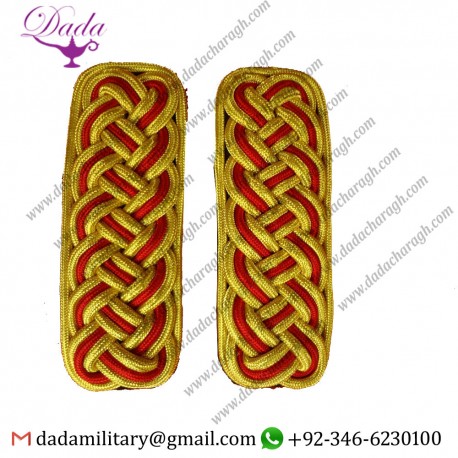 TWISTED SHOULDER CORD GOLD AND RED MYLAR SHOULDER CORD EPAULETTE MILITARY TWISTED SHOULDER CORD