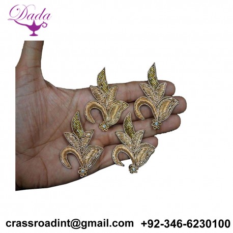 Beaded Bridal Headband Appliques Decorative Golden Appliques Patches Embroidery brooch