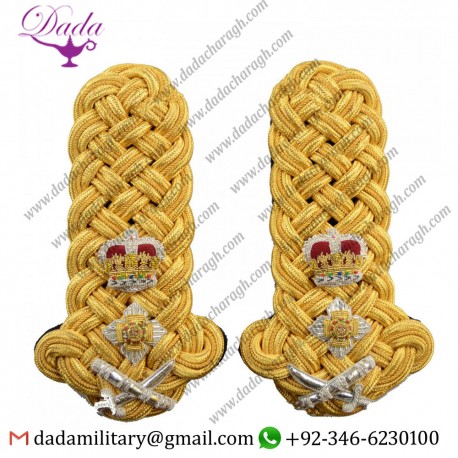 TWISTED SHOULDER CORD BRITISH ARMY GENERAL GOLD EPAULETTE, TWISTED SHOULDER CORD