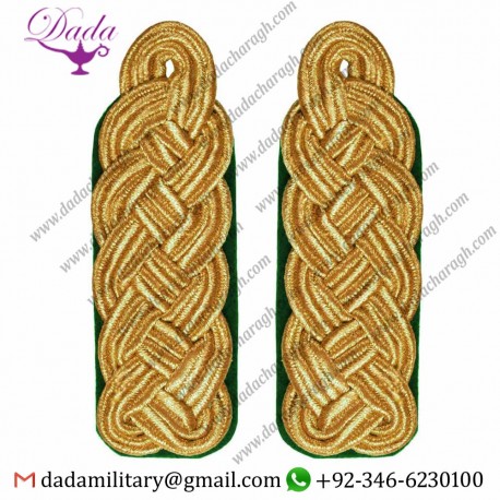 MAJORSGEFLECHT GOLD GRUEN TWISTED SHOULDER BOARDS