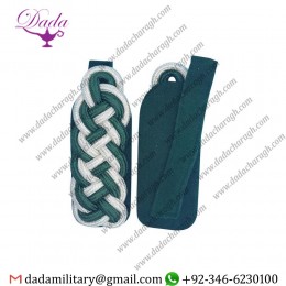 SHOULDER BRAID, MAJOR BRAID, ROUND CORD SILVER ,GREEN, GREEN FELT