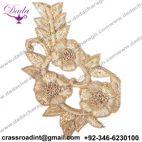 Boutique Golden Flower Work Embroidery Stitching Patches badge