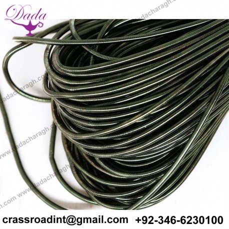 Dark Olive Green Round Smooth Copper Hand Embroidery French Fine Metallic Wire Goldwork Bullion Indian Gimp Dabka Purl