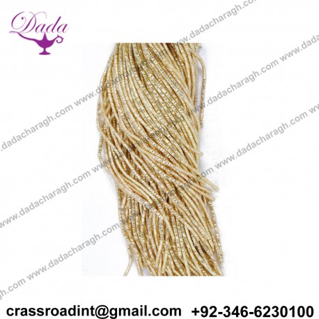 French Metallic Thick Sparkling Copper Bullion Wire For Embroidery Work - Light Gold in color