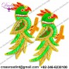 Boutique Green and Golden Parrot Work Embroidery Stitching Patches