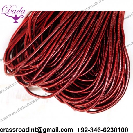 Burgundy Red Round Smooth Copper Hand Embroidery French Fine Metallic Wire Goldwork Bullion Indian Gimp Dabka Purl