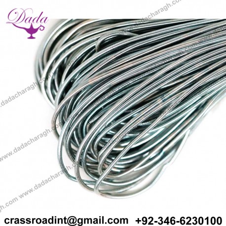 Light Hematite Silver Round Smooth Copper Hand Embroidery French Fine Metallic Wire Goldwork Bullion Indian Gimp Dabka