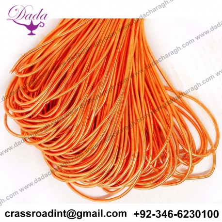 Peach Orange Round Smooth Copper Hand Embroidery French Fine Metallic Wire Goldwork Bullion Indian Gimp Dabka Purl
