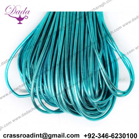 Turquoise Blue Round Smooth Copper Hand Embroidery French Fine Metallic Wire Goldwork Bullion  Indian