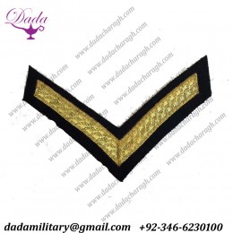 Army Chevron Lance Corporal Chevron, Mess Dress Badge, Army, Black, 2 Bar Tapes, Military