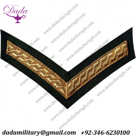 Army Chevron Lance Corporal Gold On Grass Green Rank Chevron