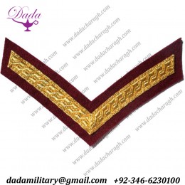 Army Chevron Lance Corporal Gold On Medical Cherry Rank Chevron