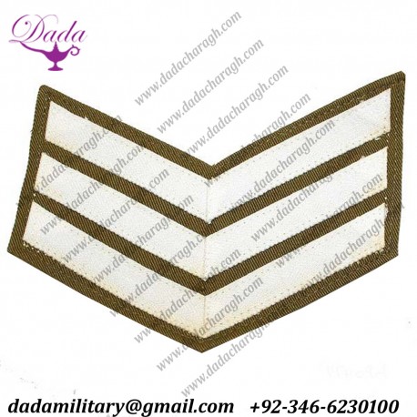 Army Grade Insignia Sergeant Chevron White On Khaki
