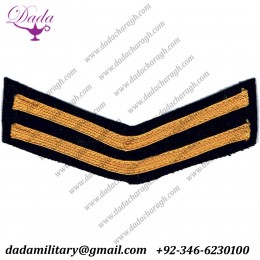 Civil Defense Rank Badge - Double Chevron Yellow On Dark Blue Braid