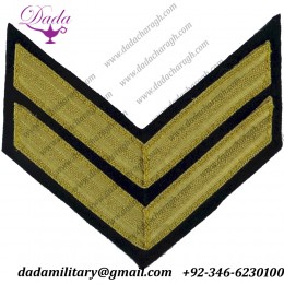 Corporal Rank Stripes Gold On Dark Blue Bullion wire-embroidered Air Force Rank Badge