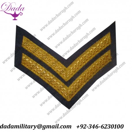 Grade Insignia RAF Corporal Chevron, Rank, Mess Dress, 2 bar, Badge, Tapes, Gold, RAF Blue, New