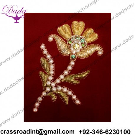 brooch hand embroidery brooch badges Bullion wire fashion fancy dress sari Indian China embroidered patches