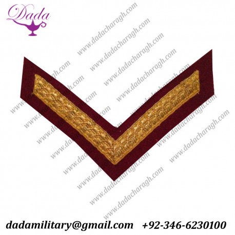 Military Grade Insignia RAMC Lance Corporal Chevron, Medical Cherry, Mess Dress, 1 Bar, Army, Military
