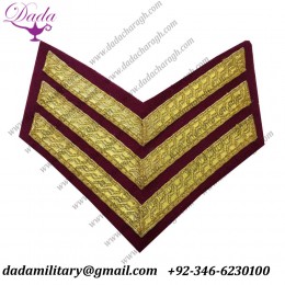 Military Grade Insignia RAMC Sergeant Chevron, Sgt, Medical Cherry, Mess Dress, 3 Bar, Army, Military
