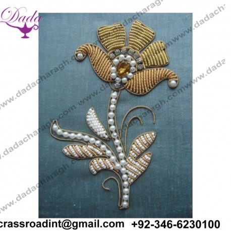 brooch hand embroidery brooch badges Bullion wire fashion Indian China embroidered patches