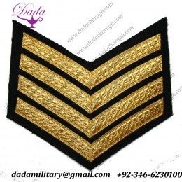 Military Insignia 4 Bar Chevron Gold on Black Mess Badge