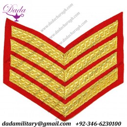 Military Insignia 4 Bar Chevron Gold On Red Mess