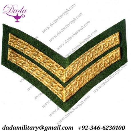 Military Insignia Corporal Gold On Grass Green Rank Chevron