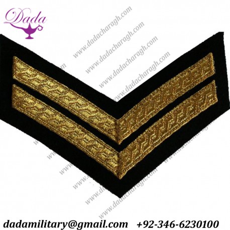 Military Insignia Corporal Gold On Navy Rank Chevron