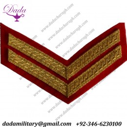 Military Insignia Corporal Gold On Red Rank Chevron