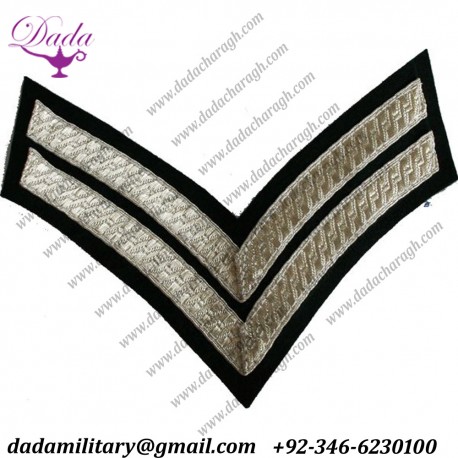 Military Insignia Corporal Silver On Rifle Green Rank Chevron