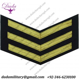 Royal Navy Good Conduct Chevrons (3 Bar - 12 Years) Bullion wire-embroidered Naval Branch, rank or miscellaneous
