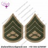 U.S. MARINE CORPS CHEVRON STAFF SERGEANT - GREEN EMBROIDERED ON KHAKI, FEMALE