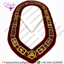 Masonic Regalia Royal Arch gold Chain Collar Red Lining Backing