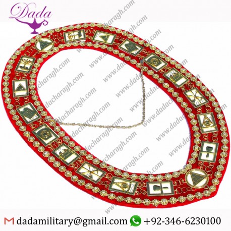 Masonic Regalia ROYAL ARCH RHINESTONE  WHITE  RED BACKING Collar