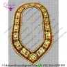 MASONIC REGALIA SHRINER'S COLLAR GOLDEN ON RED VELVET With Rhinestones