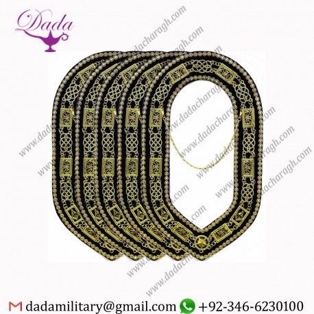 REGALIA MASONIC GRAND LODGE GOLDEN CHAIN RHINESTONE COLLAR PURPLE VELVET