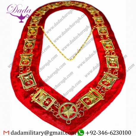 REGALIA MASONIC Shriner's Dress GOLD METAL CHAIN COLLAR RED VELVET