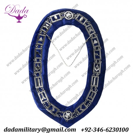 Freemasonry Regalia Masonic Silver Craft Working Tools Metal Chain Blue Collar