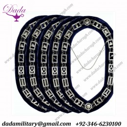 Masonic Regalia Master Mason SILVER Metal Chain Collar BLUE Backing