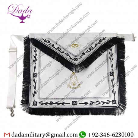 White Color Past Master White Leather Square Mason Masonic Apron