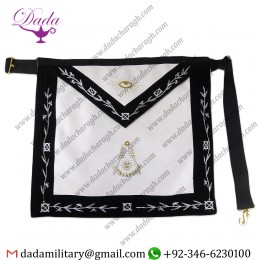 Wholesale White Leather Apron Past Master Masonic Apron With Embroidered Border Masonic Apron