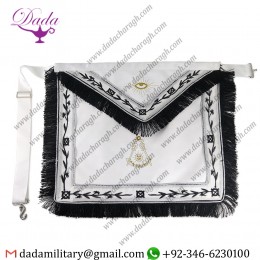 Wholesale White Leather Masonic Past Master Apron Black Tassel Masonic Apron