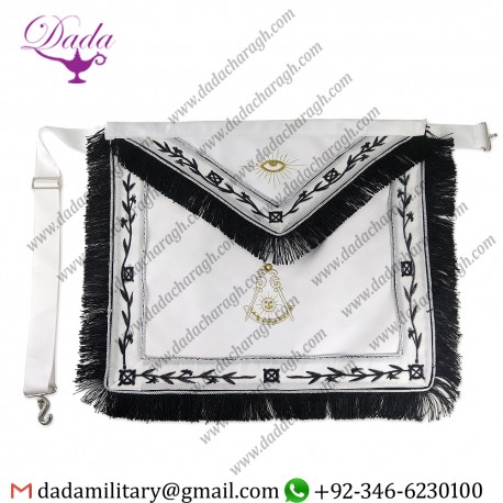 Wholesale White Leather Masonic Past Master Apron Black Tassel Masonic Apron