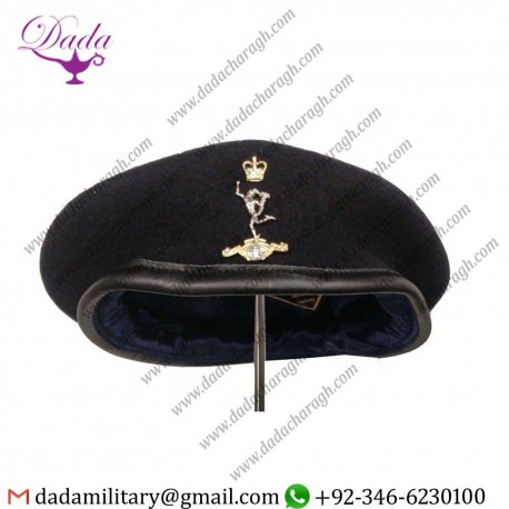 Army Military Silk Lined, R Sigs, Royal Signals Blue Beret & Badge Nco Metal
