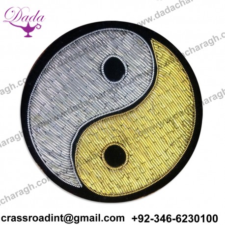 bullion brooch Supplier Custom Hand Embroidery India Bullion Silk Patch Metallic Wire Clothing Horse Badge