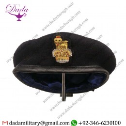 Hand Embroidery Staff Officers Blue Beret & Embroidered Badge Army Military Silk Lined