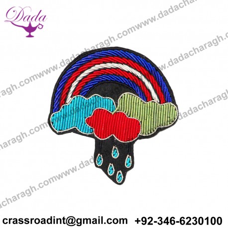 Bullion wire brooch Brest pin hand embroidery brooch badges Bullion wire fashion jacket Indian China embroidered patches